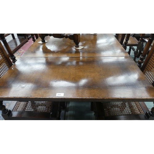 2891 - Oak Pull Out Dining Table & 10 Bergere Chairs