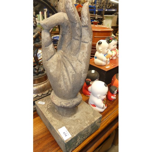 634 - Carved Hand Sculpture & Eastern Figure.