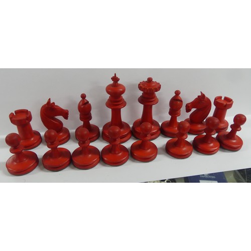 988 - Two Boxes of Stained Bone Chess Pieces.