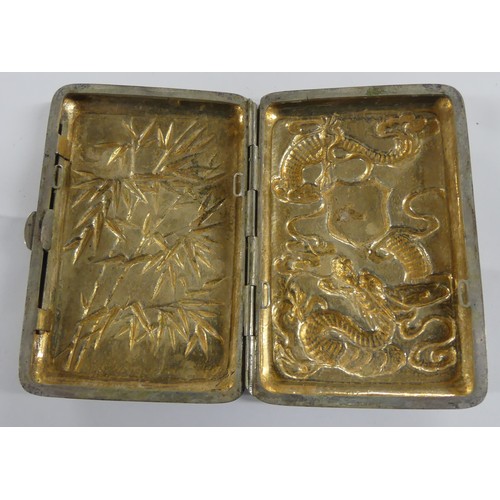 1568 - Japanese 950 Silver Cigarette Box & White Metal Cigarette Case.