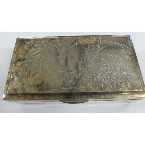 1568 - Japanese 950 Silver Cigarette Box & White Metal Cigarette Case.