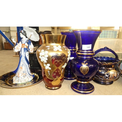 180 - Decorative Glass Vases, Ornaments, etc.