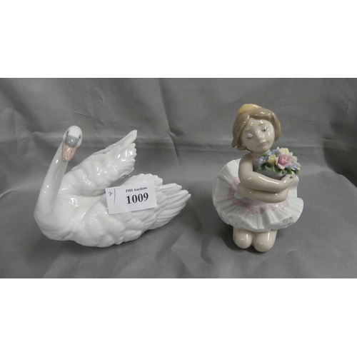 1009 - Two Lladro Figures - Swan & Ballerina.