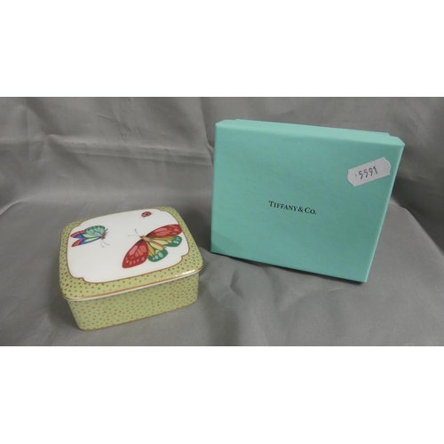 1010 - Tiffany & Co Limoges Porcelain Trinket Box & Cover.