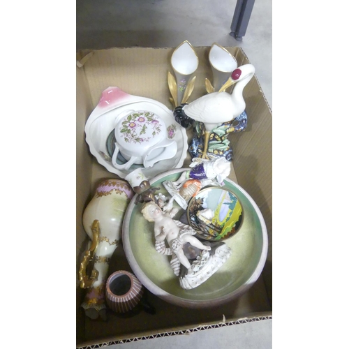 1058 - Box - Pottery & Porcelain Figures & Bowls etc.