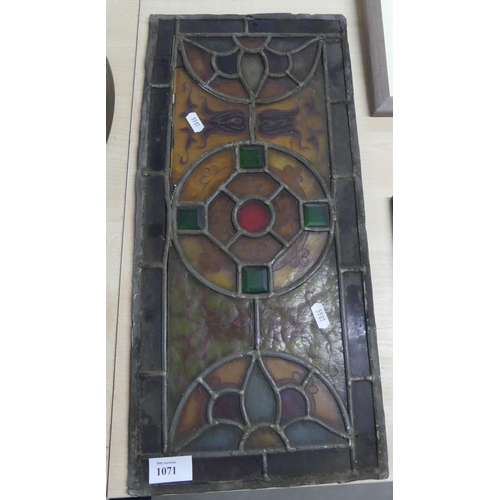 1071 - Stained Glass Panel - measures approx 24 x 51cm.