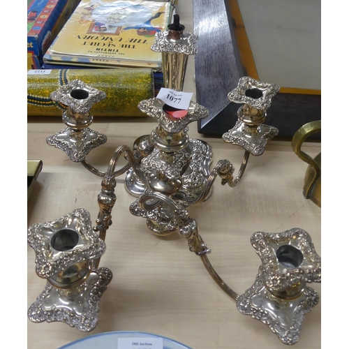 1077 - Silver Plated Four Branch Candelabra (AF).