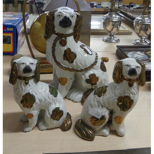 1086 - Three Victorian Lustre Mantel Dogs.