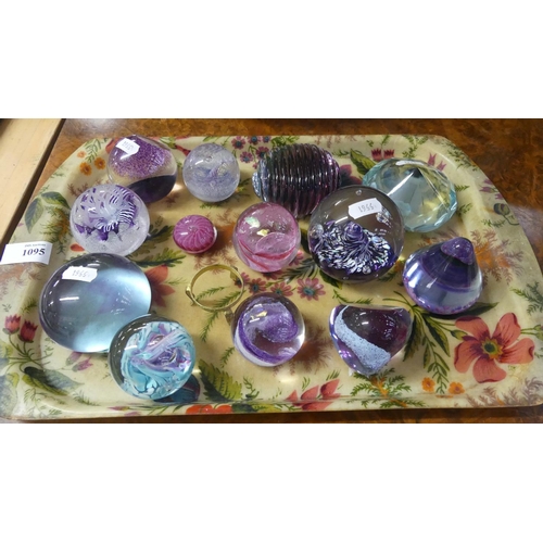 1095 - Tray Lot - Assorted Glass Paperweights.