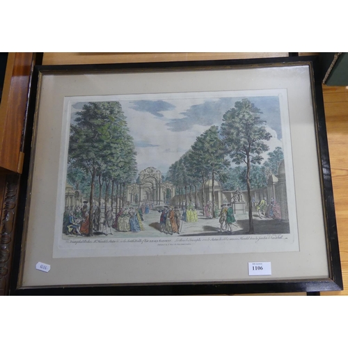 1106 - Antique Coloured Engraving Vauxhall Gardens.