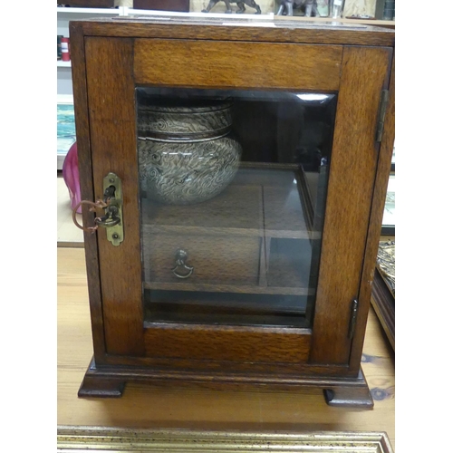 1110 - Edwardian Oak Smokers Cabinet.