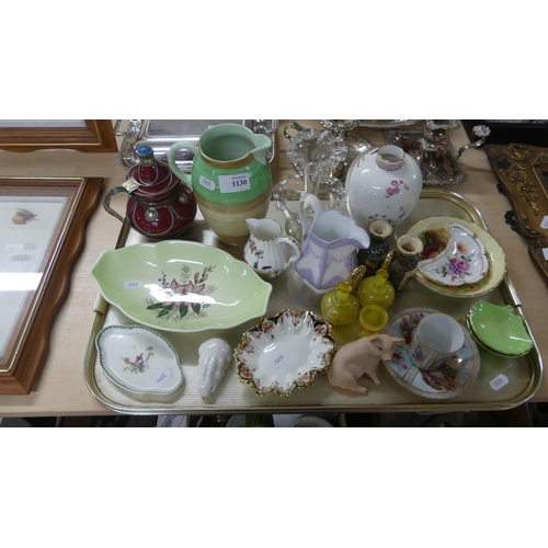 1130 - Tray Lot - Shelley Jug, Royal Crown Derby Dish, Vienna Cup & Saucer, Victorian Jug etc.