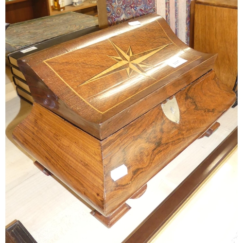 1137 - Antique Serpenting Rosewood Tea Caddy (complete with key).