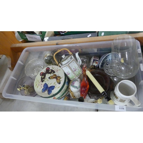 1154 - Box - Assorted Glass & Pottery.