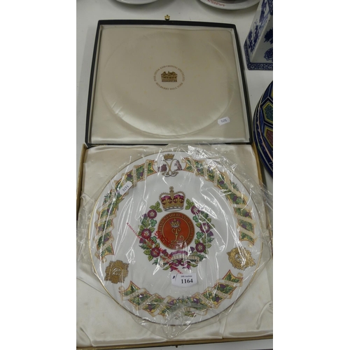 1164 - Boxed Spode Argyll & Sutherland Highlanders Cabinet Plate 96/500.