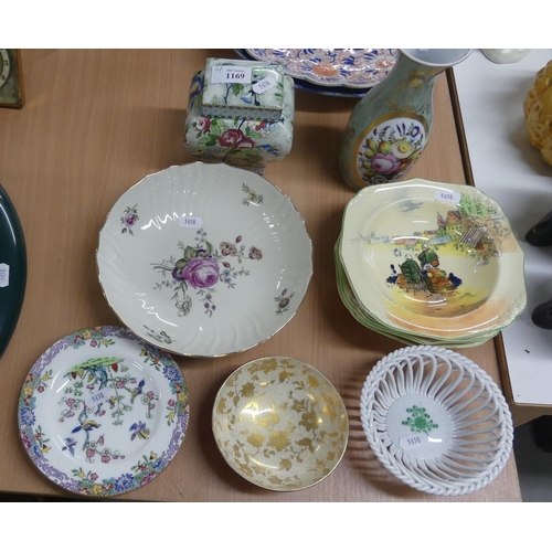 1169 - Assorted China - Royal Doulton Dessert Plates (Flower Market), Corona Ware Tea Caddy, Copenhagen Bow... 