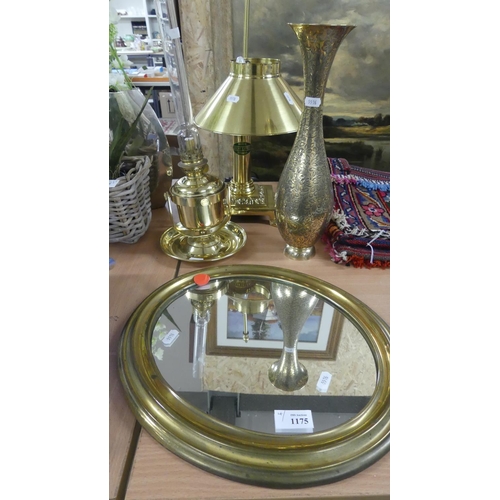 1175 - Brass Oil Lamp, Table Lamp, Mirror etc.