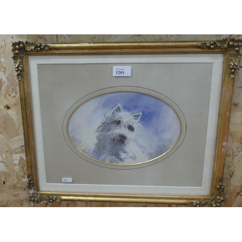 1201 - Framed Watercolour West Highland Terrier, approx 25 x 18cm.