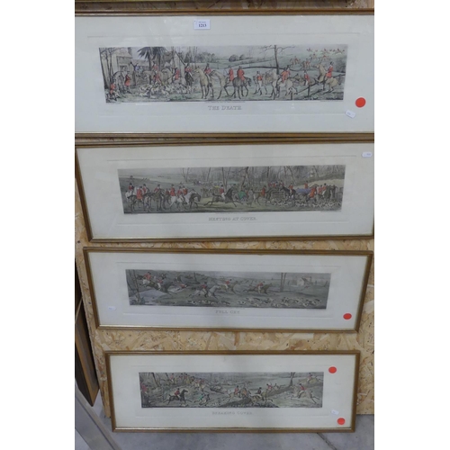 1213 - Set of Four Antique Panoramic Sporting Prints by Alken Dated 1824, approx 60 x 13cm.