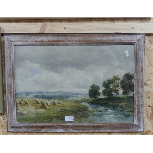 1220 - Framed Watercolour - Farming Landscape by Hamilton Glass, approx 52 x 34cm.