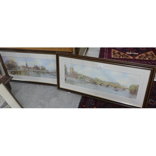 1222 - Pair of Framed Prints - Marlow and Henley on Thames by Robin Davidson.