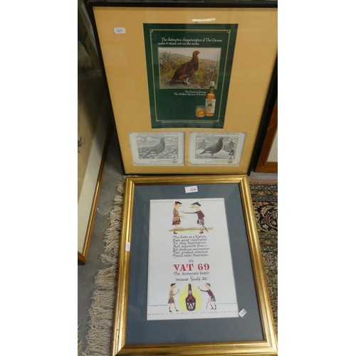 1230 - Two Framed Whisky Advertisments - Vat 69 & The Famous Grouse.