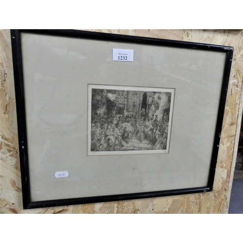 1232 - Framed Etching Entitled 