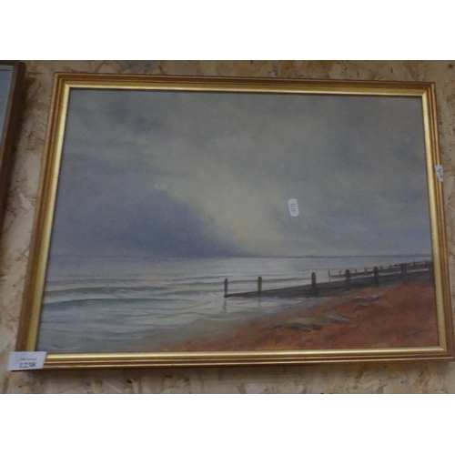 1238 - Framed Oil on Board - East Coast Looking Towards Edinburgh, Signed A J Hunt, approx 50 x 36cm.