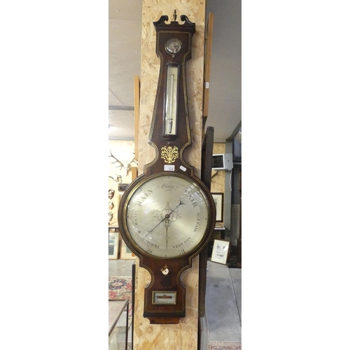 1245 - Very Large Victorian Rosewood Wall Mounted Barometer by J. Lenoni of Edinburgh.