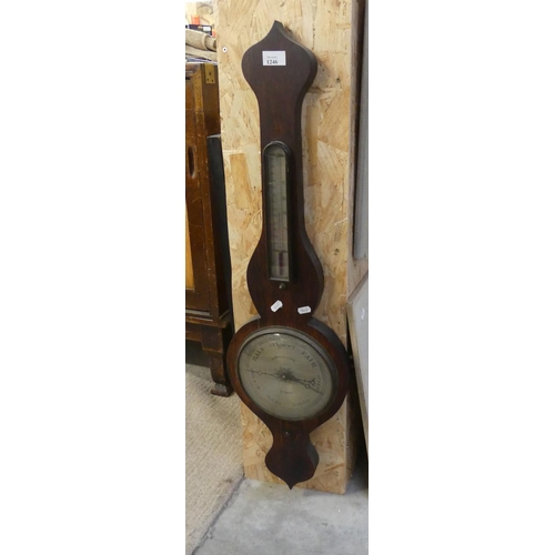 1246 - Victorian Wall Mounted Barometer, R Honeybone Luton (AF).