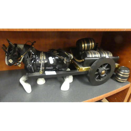 1255 - Pottery Clydesdale Drey Horse & Cart.