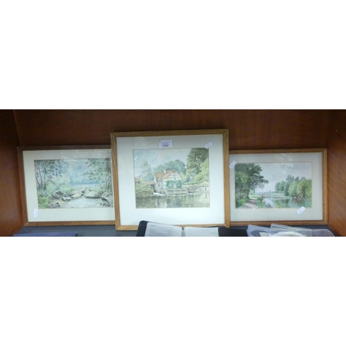 1262 - Three Framed Watercolours - River Landscapes.