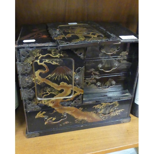 1284 - Japanese Meiji Period Lacquered Casket of Drawers.