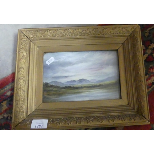 1287 - Framed Oil Painting - Highland Landscape, unsigned, approx 20 x 14cm.