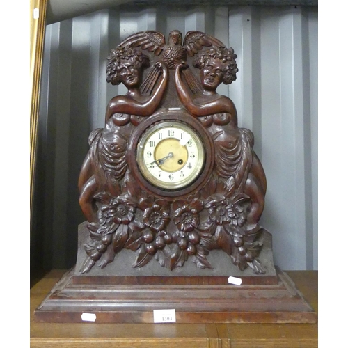 1304 - Carved Mahogany Clock