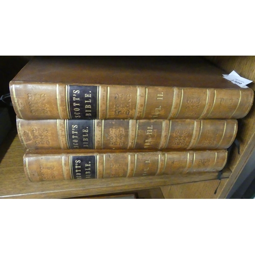 1309 - Three Leatherbound Vols of Scotts Bible.