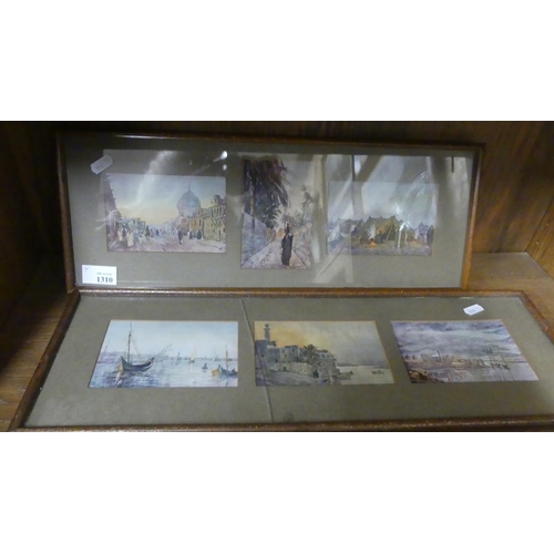 1310 - Six Framed Middle Eastern Postcards.