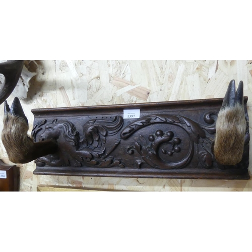 1397 - Wall Mounted Deer Hoof Coat Rack.