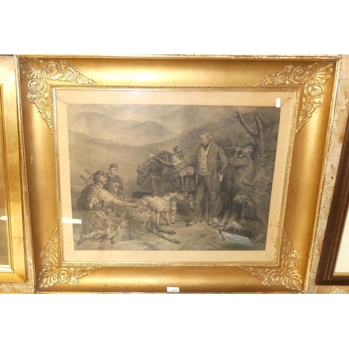 1399 - Victorian Framed Print - Scottish Hunting Scene, measuring approx 62 x 45cm.