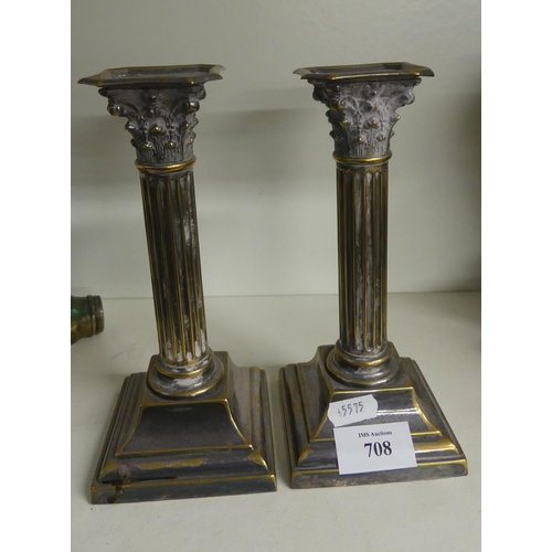 708 - Pair of Corinthian Column Candlesticks