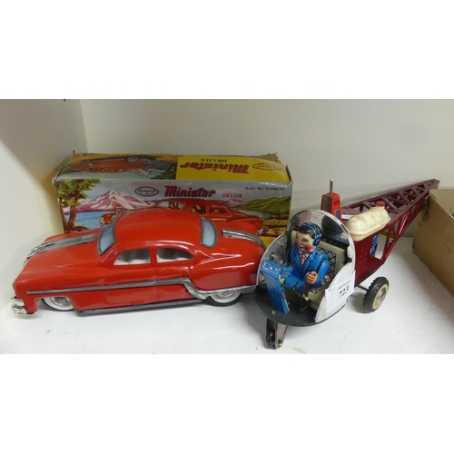 723 - Minister Tinplate Toy Car in Box & Helicopter (AF).