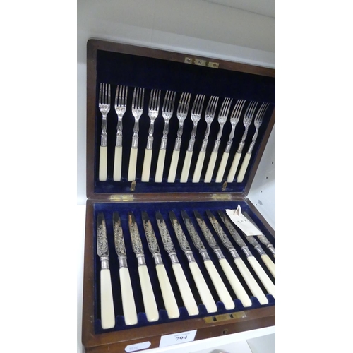 794 - Cased Set of Silverplated Fruit Knives & Forks.