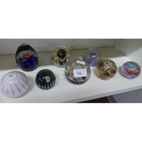 796 - Eight Assorted Glass Paperweights.