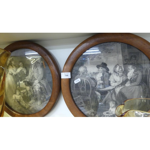 799 - Pair of Framed Prints - Figures Drinking.