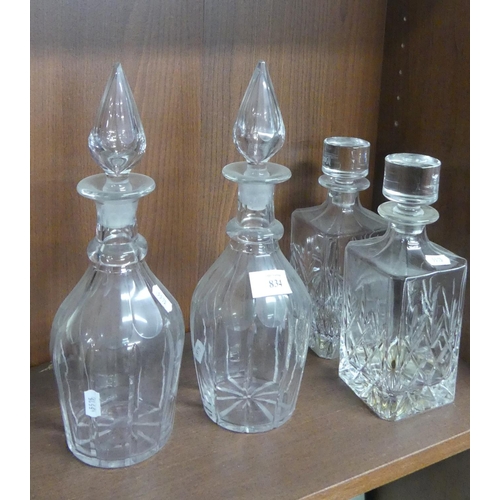 834 - Four Cut Glass Decanters.