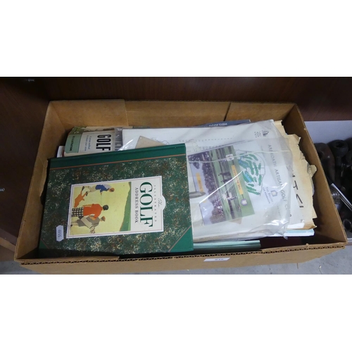 839 - Box - Golf Related Ephemera, Books, Score Cards etc.