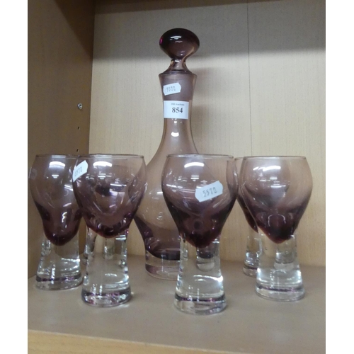 854 - Caithness Glass Decanter & Six Matching Glasses.