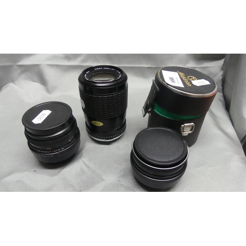 889 - Three Camera Lenses - 2 x Carl Zeiss Tessar 2.8/50 & one other.