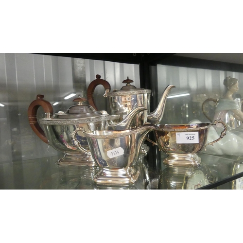 925 - Vintage Silver Plated Four Piece Tea Service.