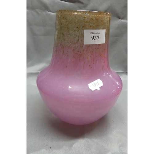 937 - Monart Pink Aventurine Glass Vase.